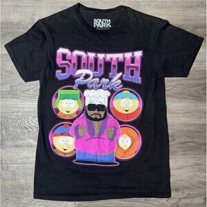 South Park Funny Y2K Chef T - Shirt Mens Size Small Black Retro Pink Neon